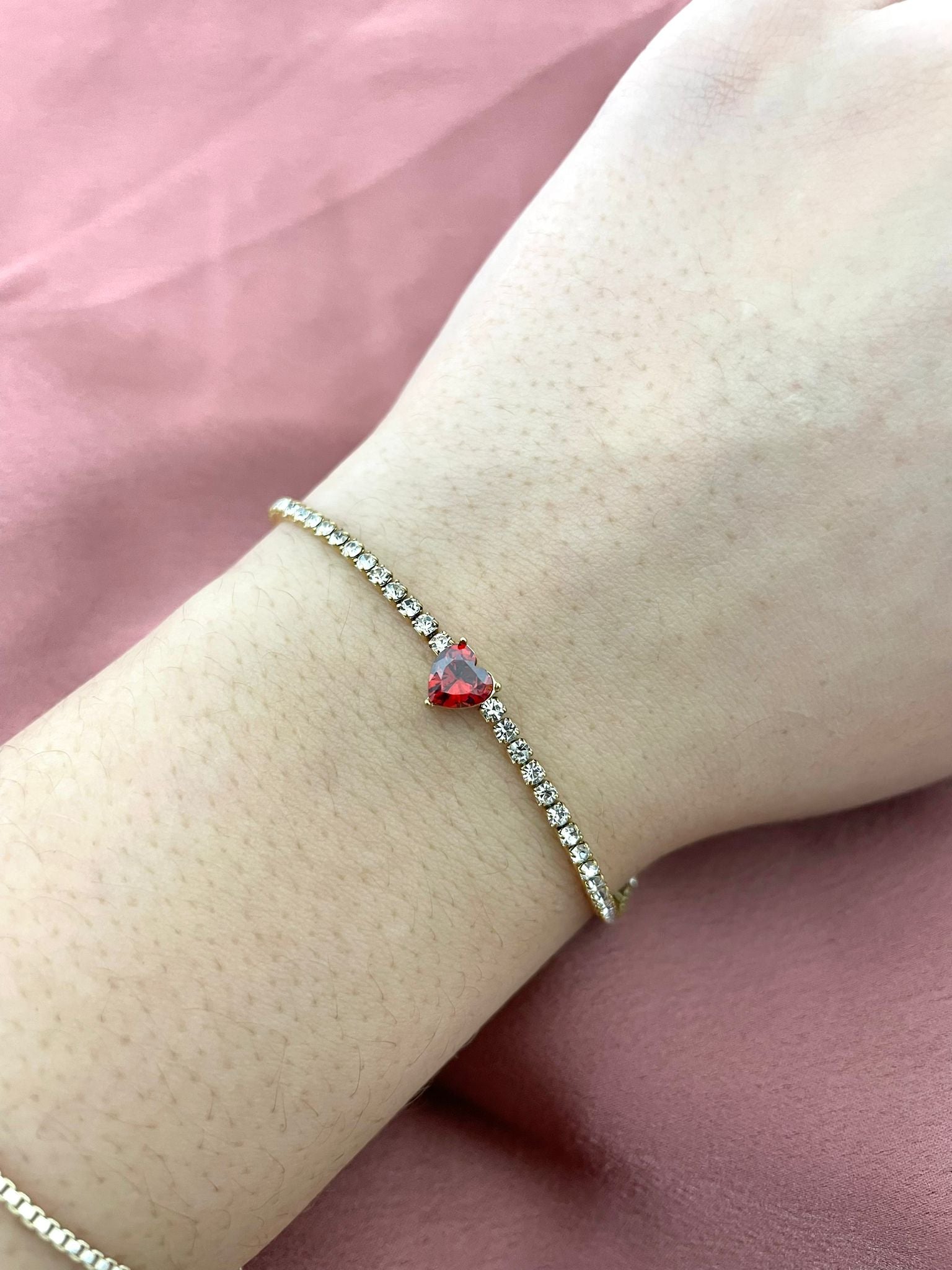 Bracciale Strass Con Cuore Piccolo