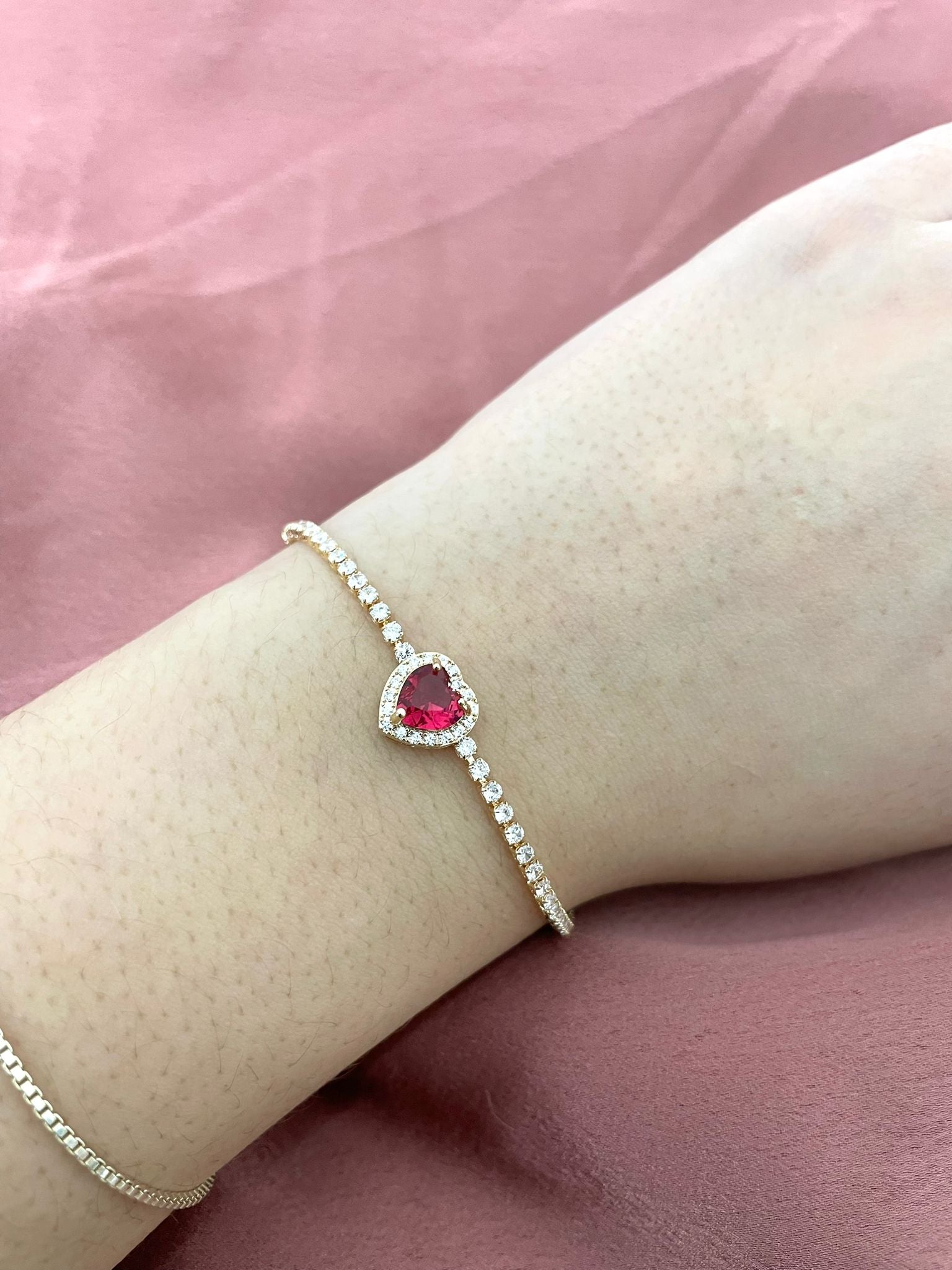 Bracciale Strass Con Cuore Grande