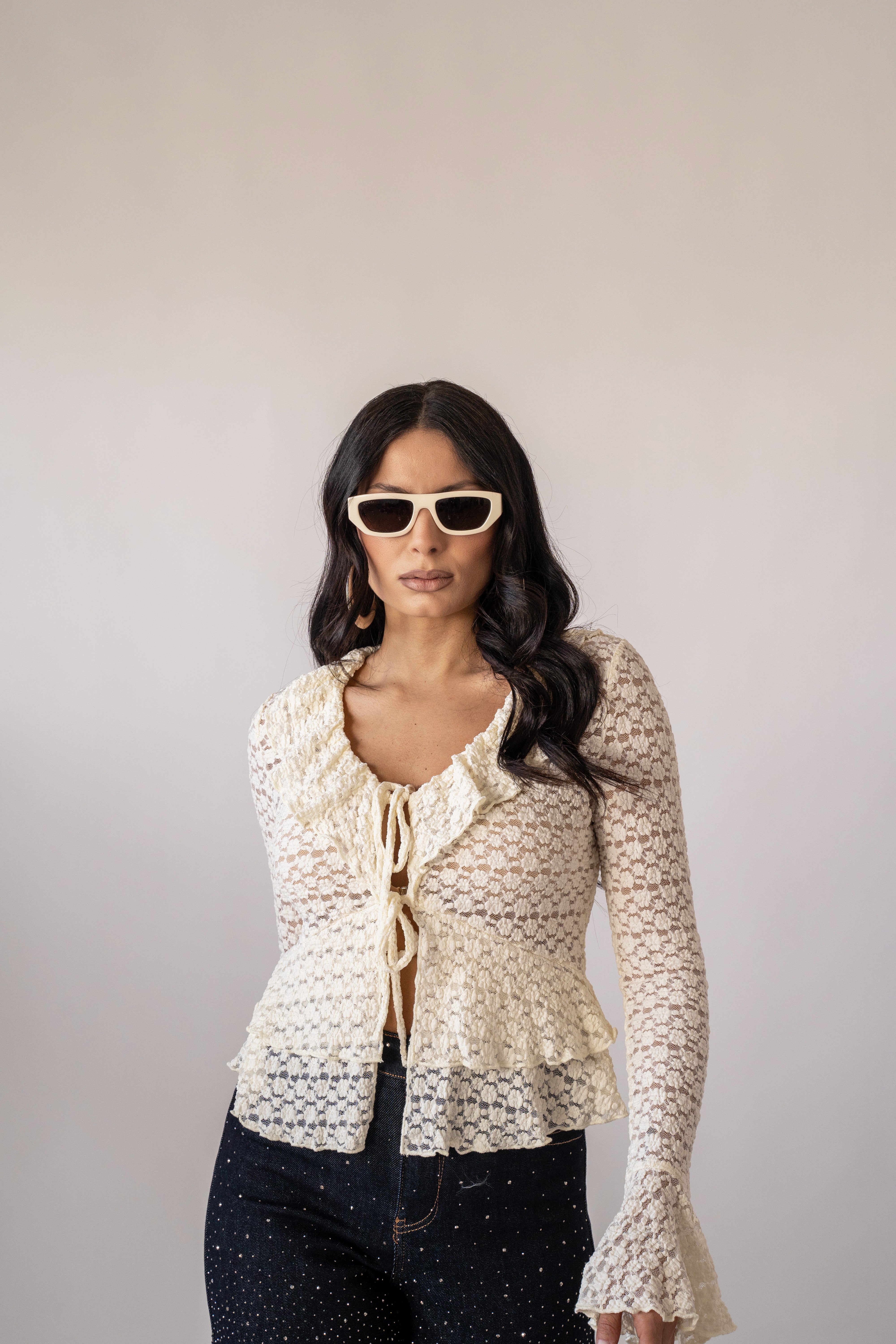 Blusa Flores Cream