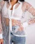 Camicia Semitrasparente Con Paillettes