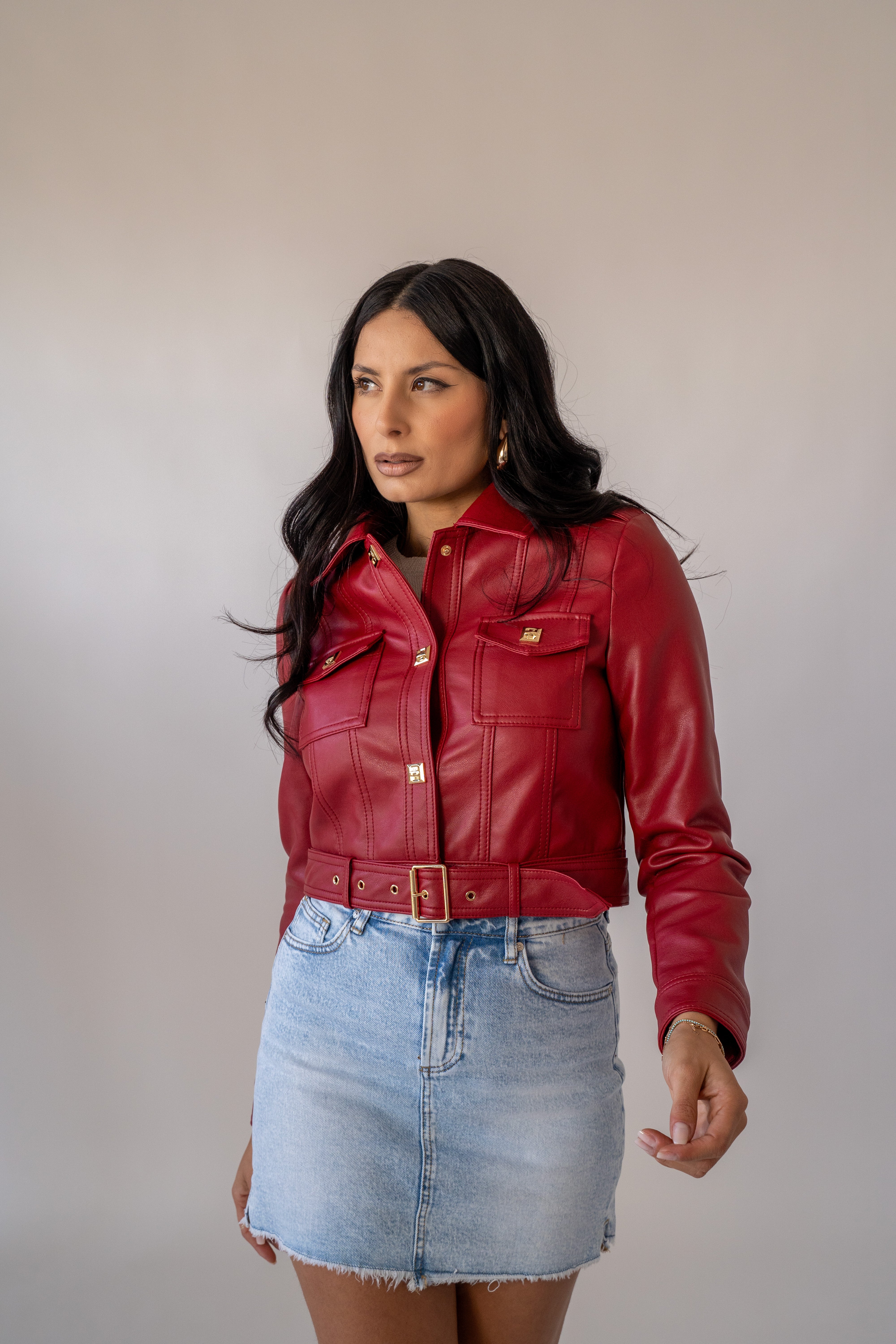 Chiodo In Ecopelle Red