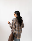 Camicia A Quadri Beige