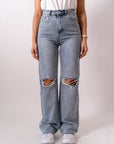 Jeans Wide Leg Con Rotture - Stylish Moda