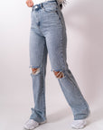 Jeans Wide Leg Con Rotture - Stylish Moda