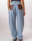 Jeans Con Tasche Marroni - Stylish Moda