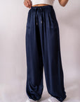 Pantalone Satin Blu - Stylish Moda
