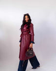 Trench Bordeaux In Ecopelle