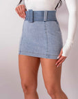 Pantagonna In Denim Con Cintura - Stylish Moda
