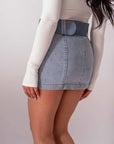 Pantagonna In Denim Con Cintura - Stylish Moda