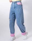 Jeans Con Tasca Rosa Barbie