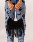 Mini Bag Mezza Luna Con Frange
