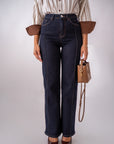 Jeans Wide Leg Denim Blu