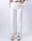 Jeans White Dettagli In Pizzo