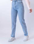 Jeans Mom Fit Denim Chiaro