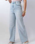Jeans Wide Leg Denim Chiaro