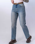 Jeans Wide Leg Con Cintura