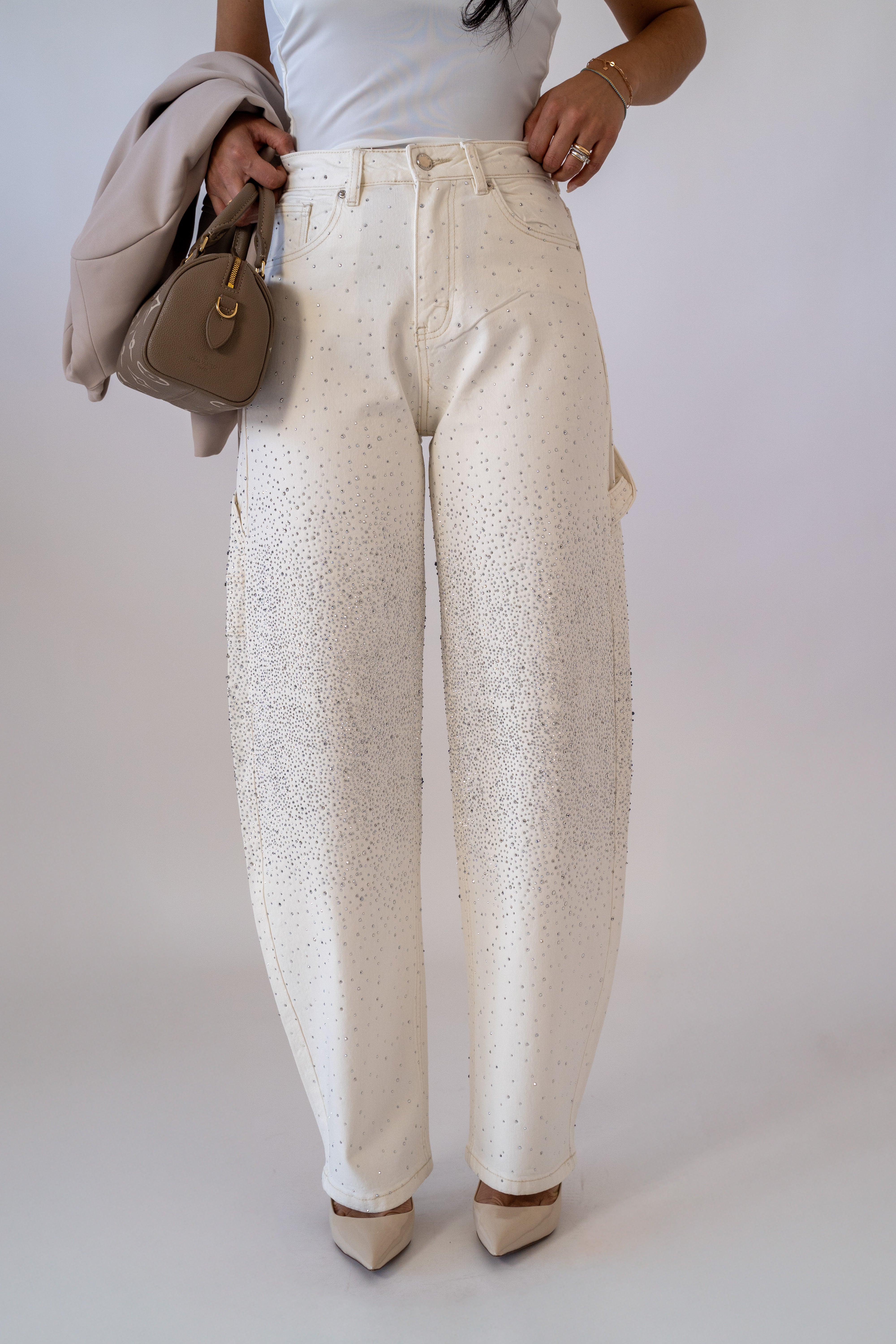 Jeans Baggy Con Strass