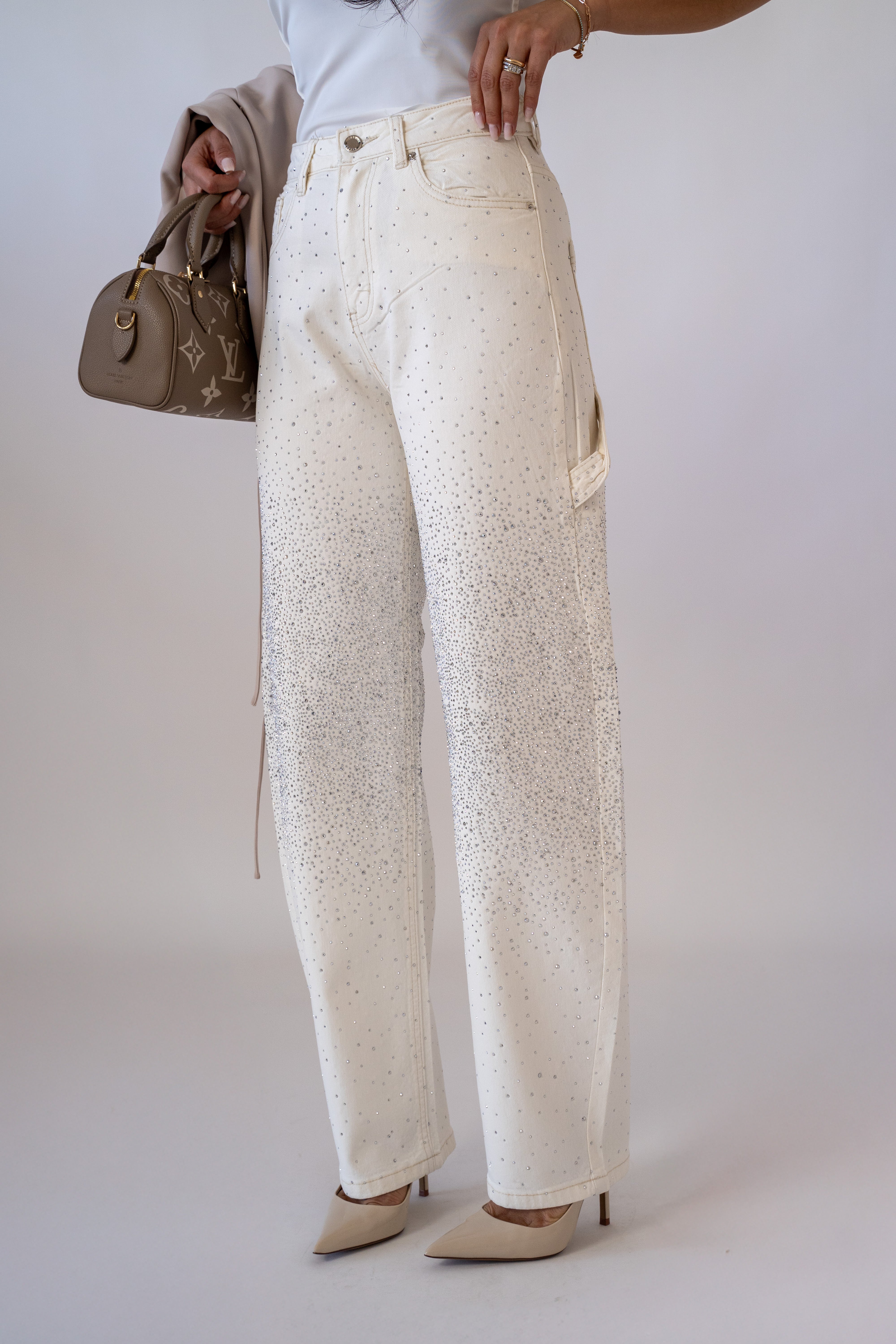 Jeans Baggy Con Strass