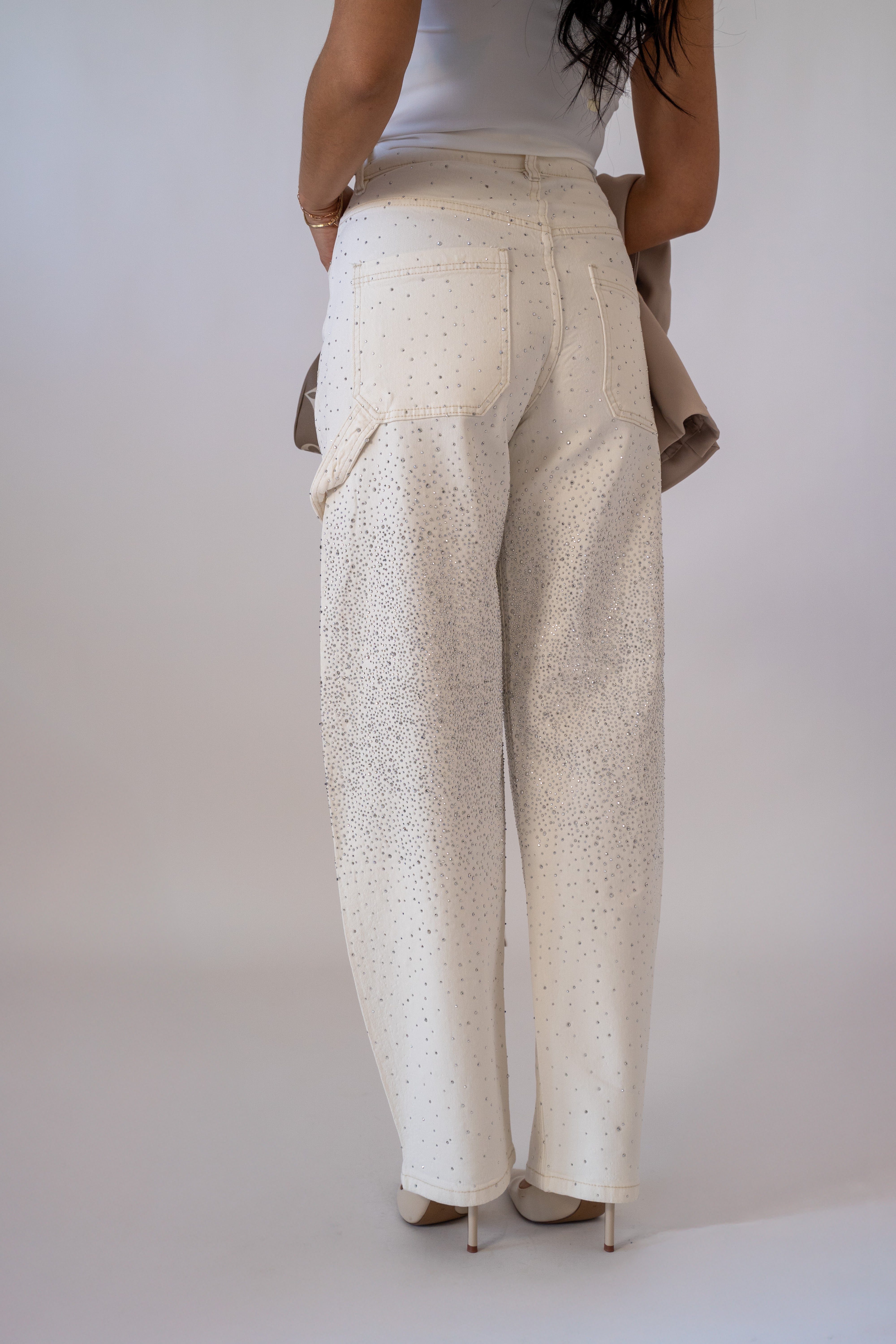 Jeans Baggy Con Strass