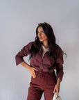 Camicia A Righe Bordeaux