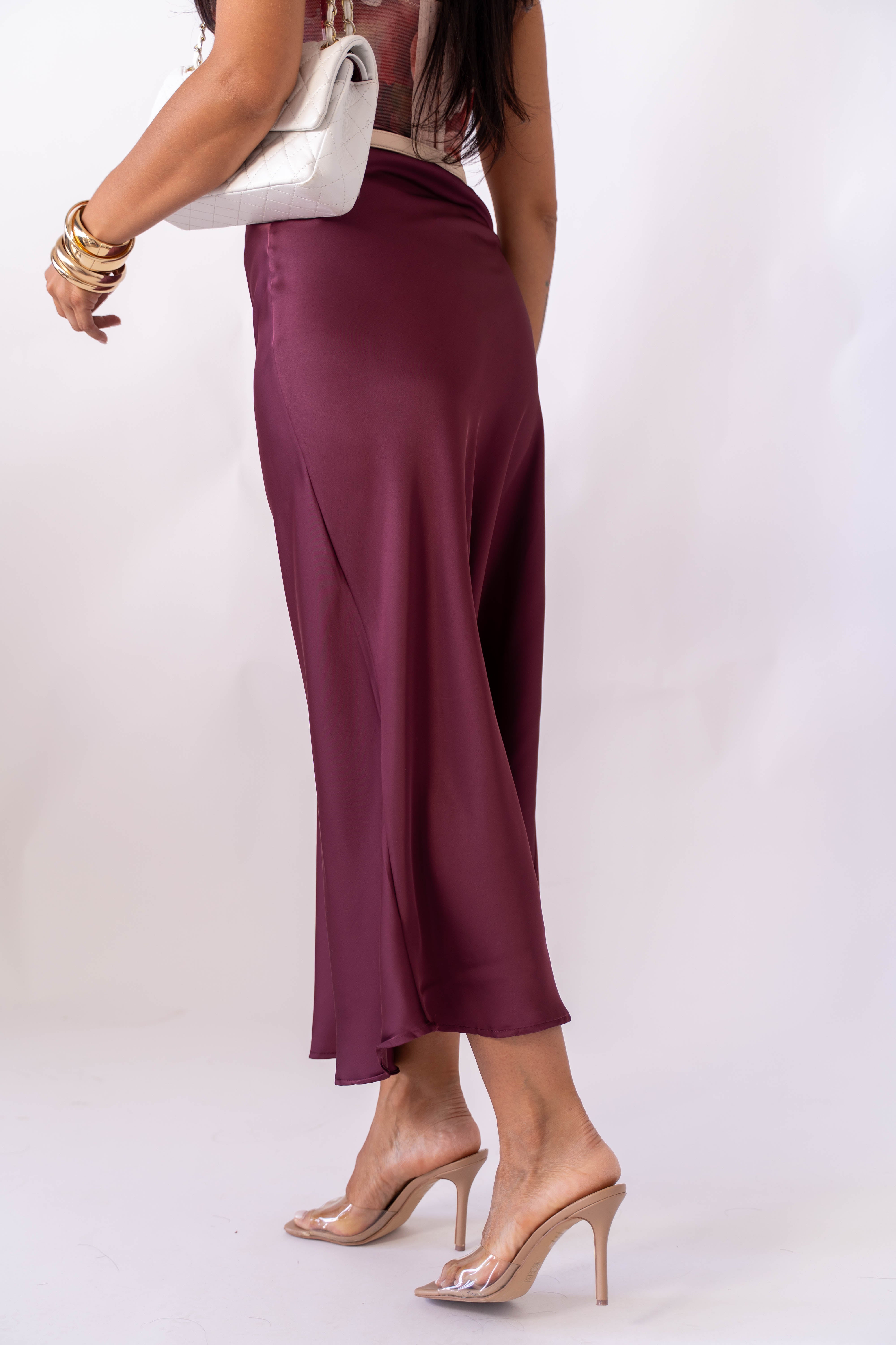 Gonna Satin Bordeaux