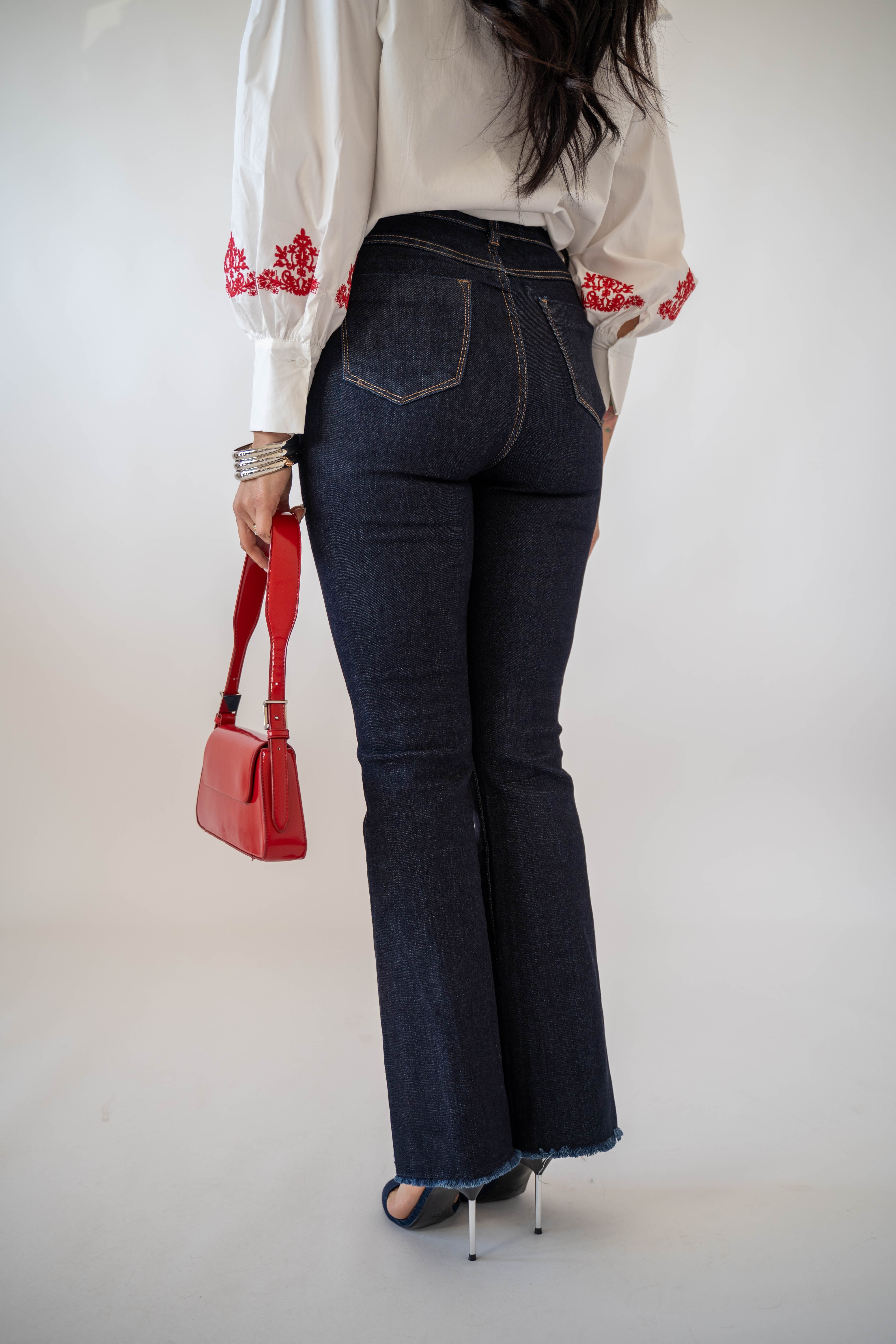 Jeans Flare Denim Blu