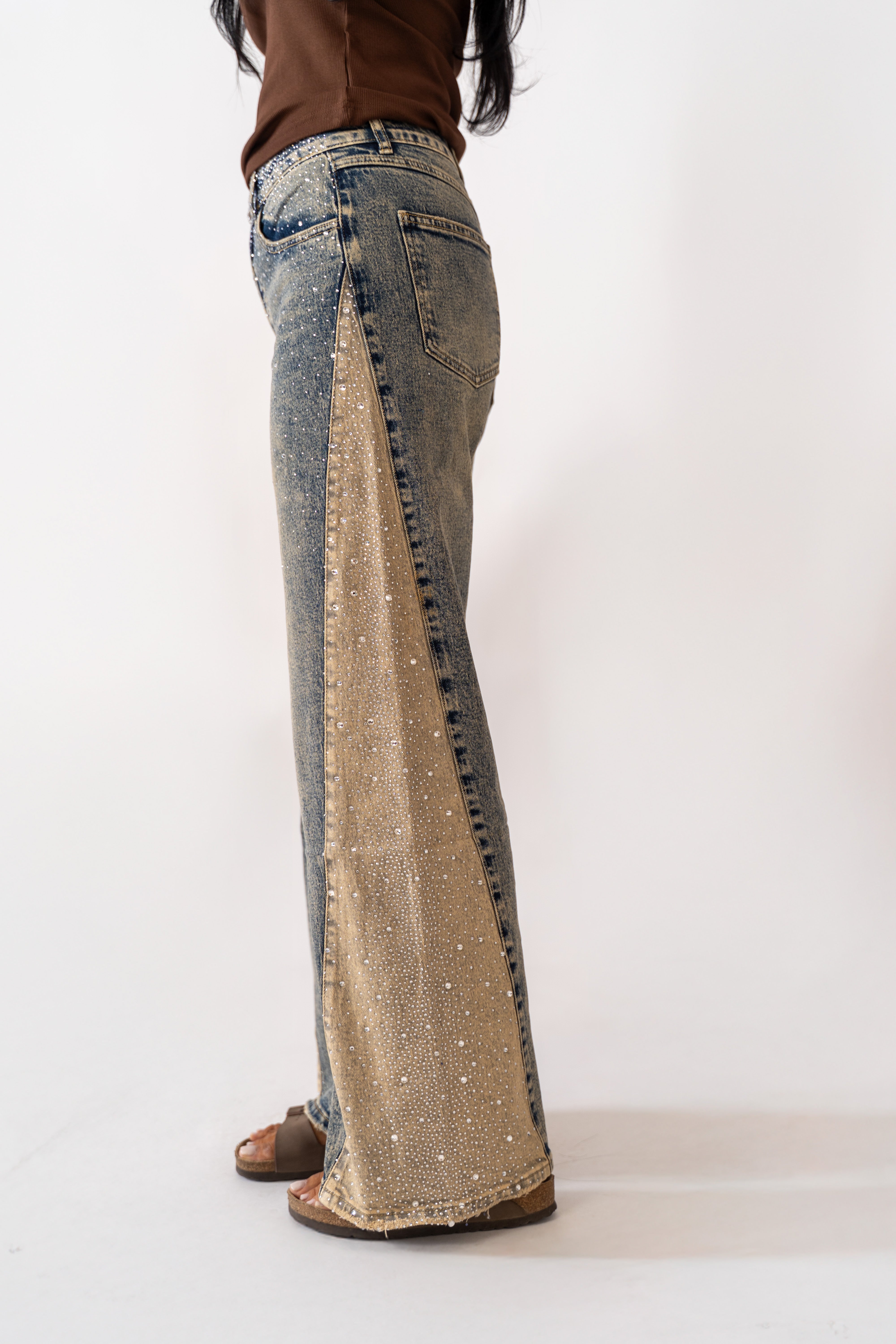 Jeans Vintage Con Strass