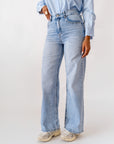 Jeans A Palazzo Denim Chiaro