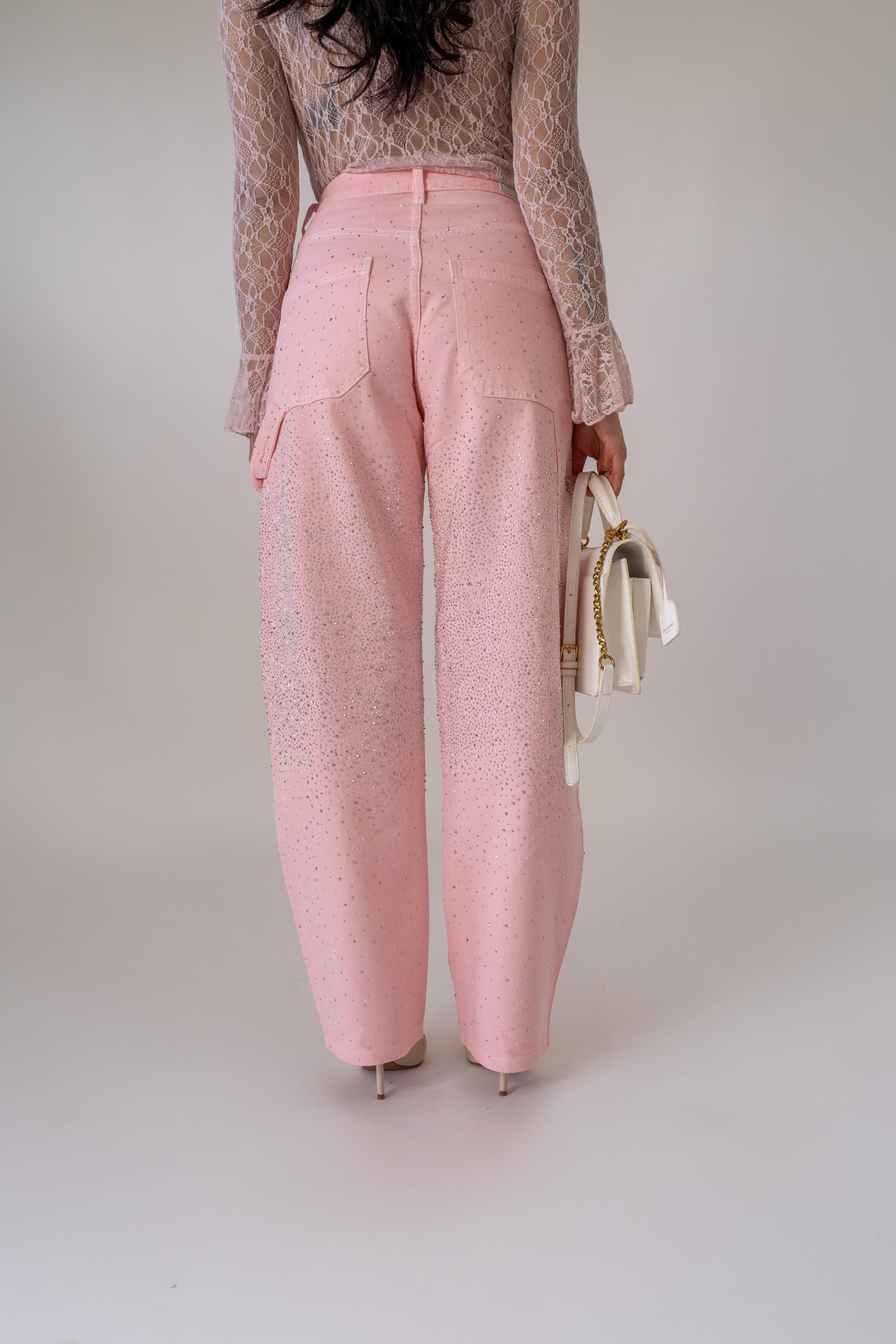 Jeans Baggy Con Strass
