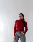 Maglioncino Collo Alto Dark red