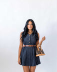 Mini Dress Denim Plissè