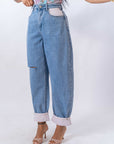 Jeans Con Tasca Rosa