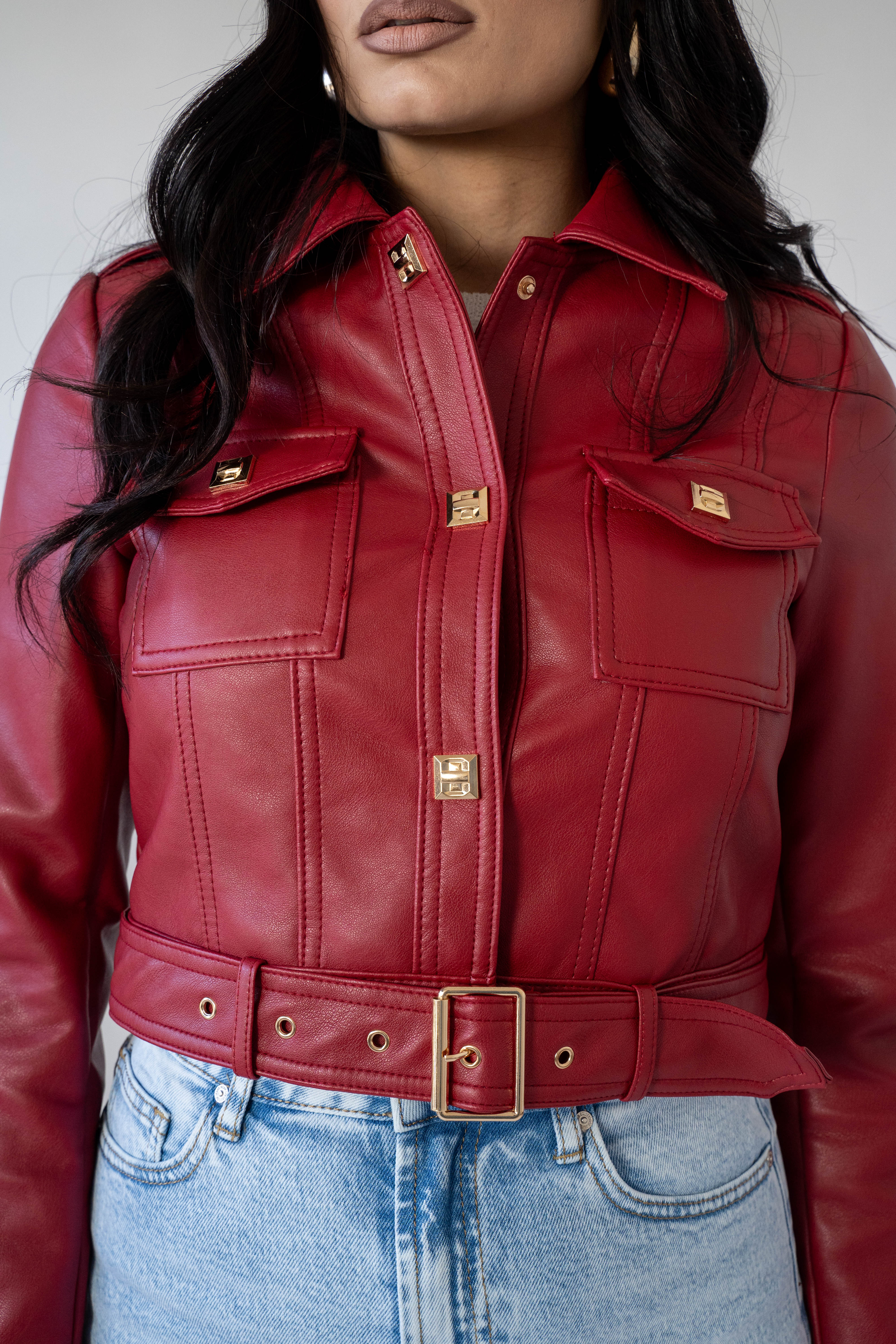 Chiodo In Ecopelle Red