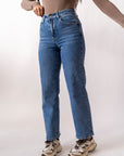 Jeans Mom Denim Blu