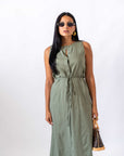 Dress In Lino Green