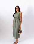 Dress In Lino Green