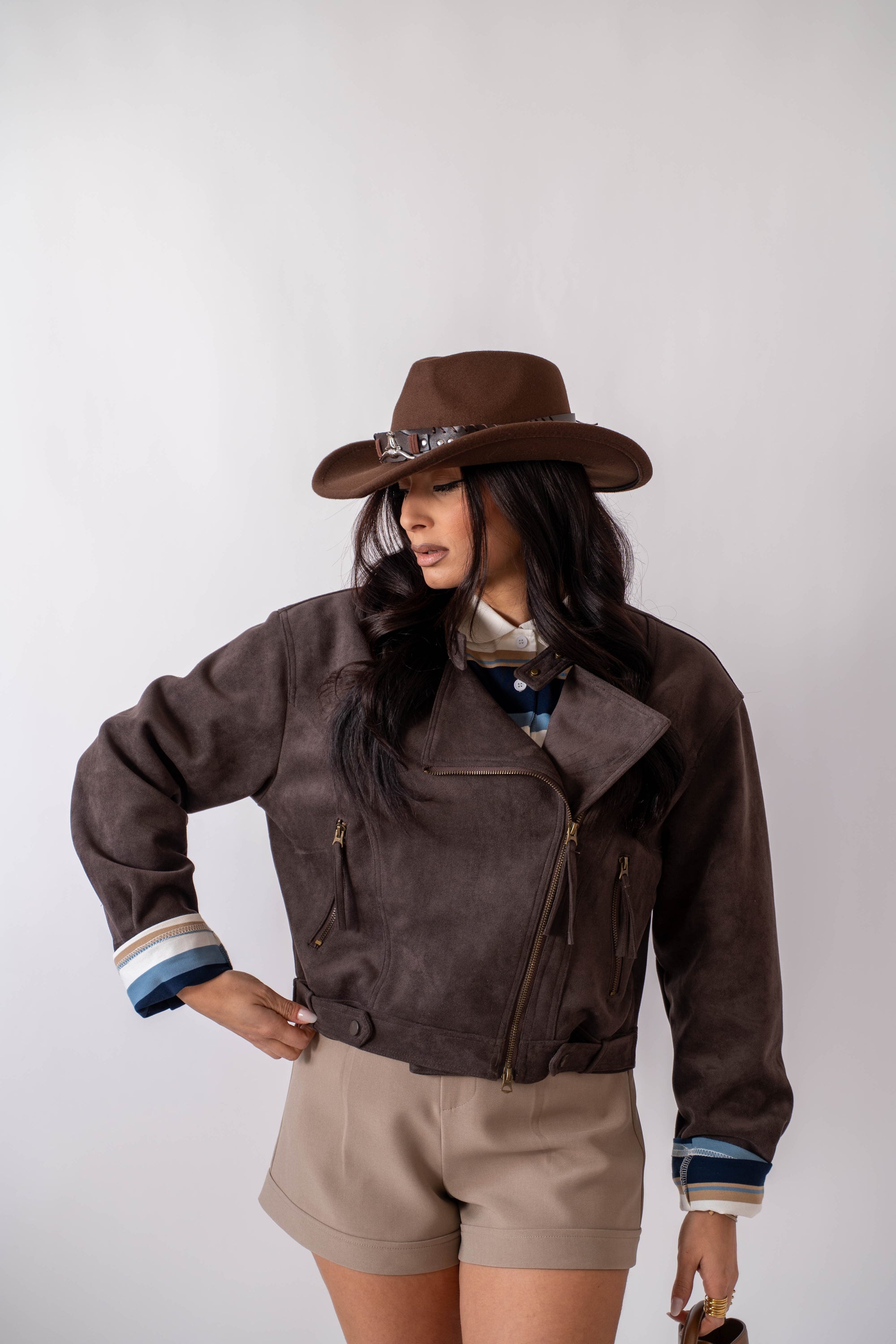 Giubbotto In Ecocamoscio Coffee