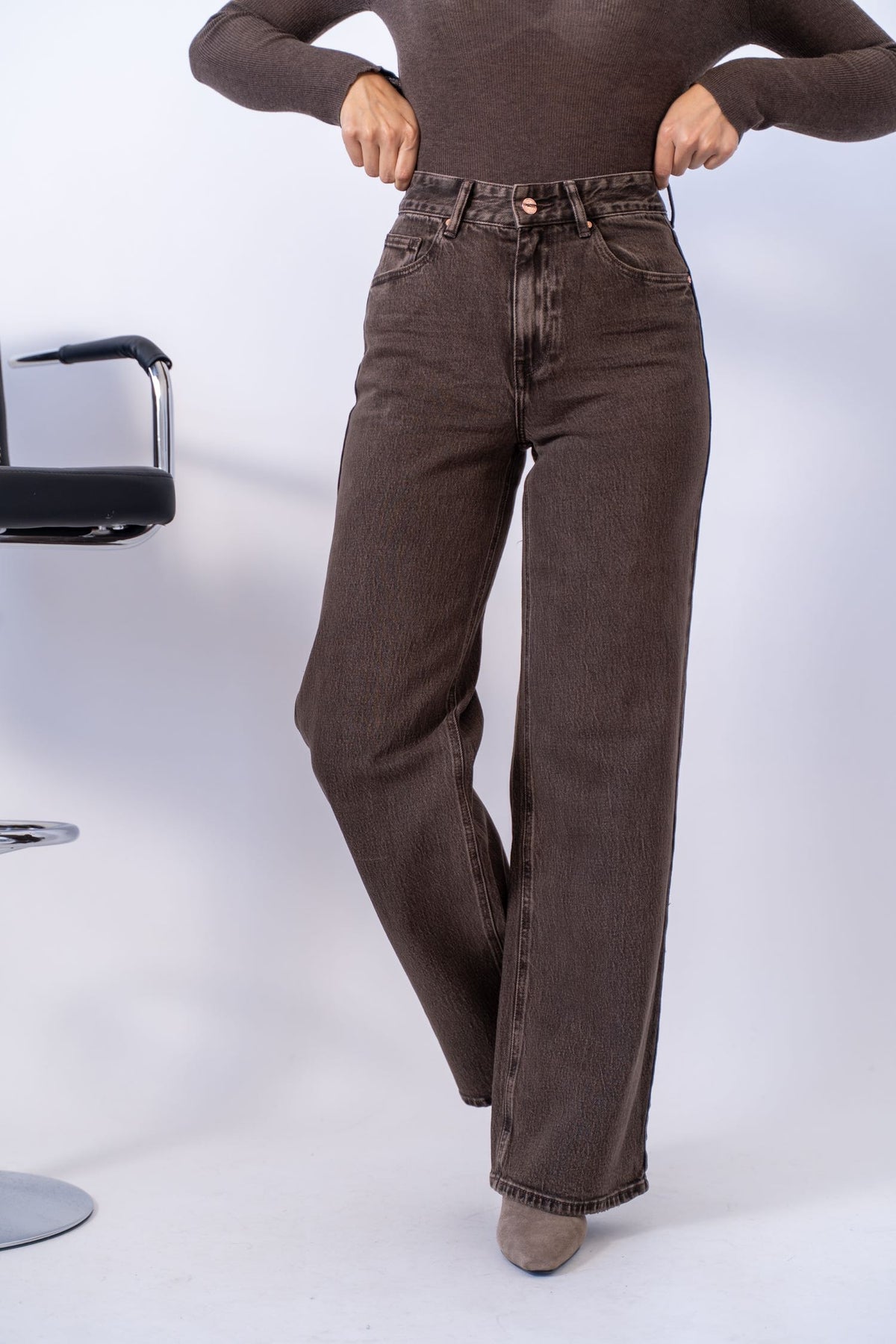 Jeans Wide Leg Brown