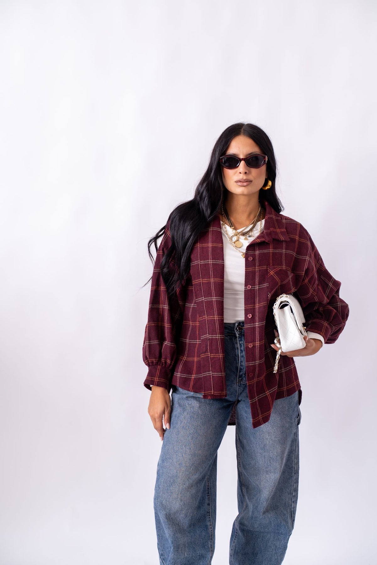 Camicia Over Square Bordeaux