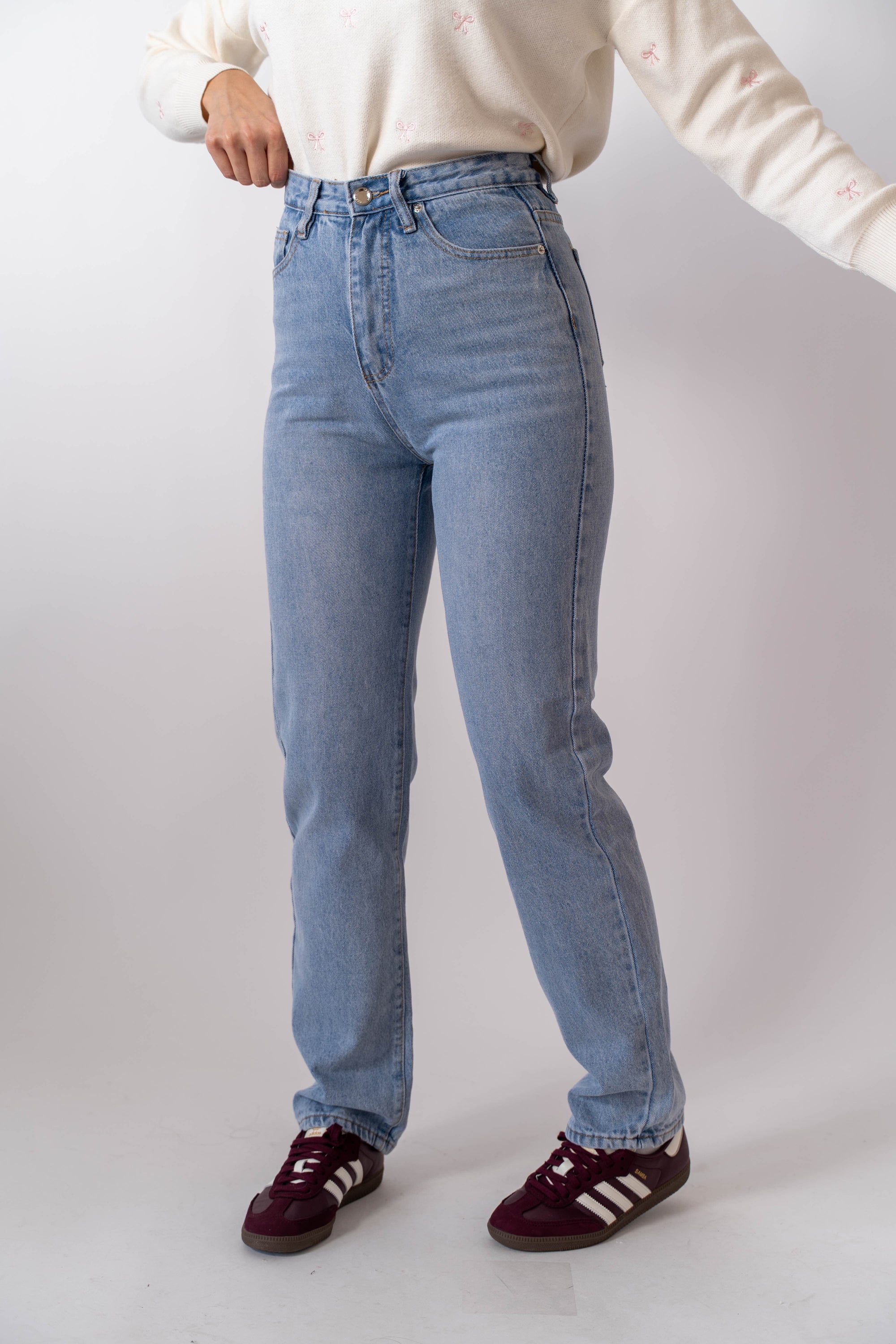 Jeans Straight Denim Chiaro - Stylish Moda
