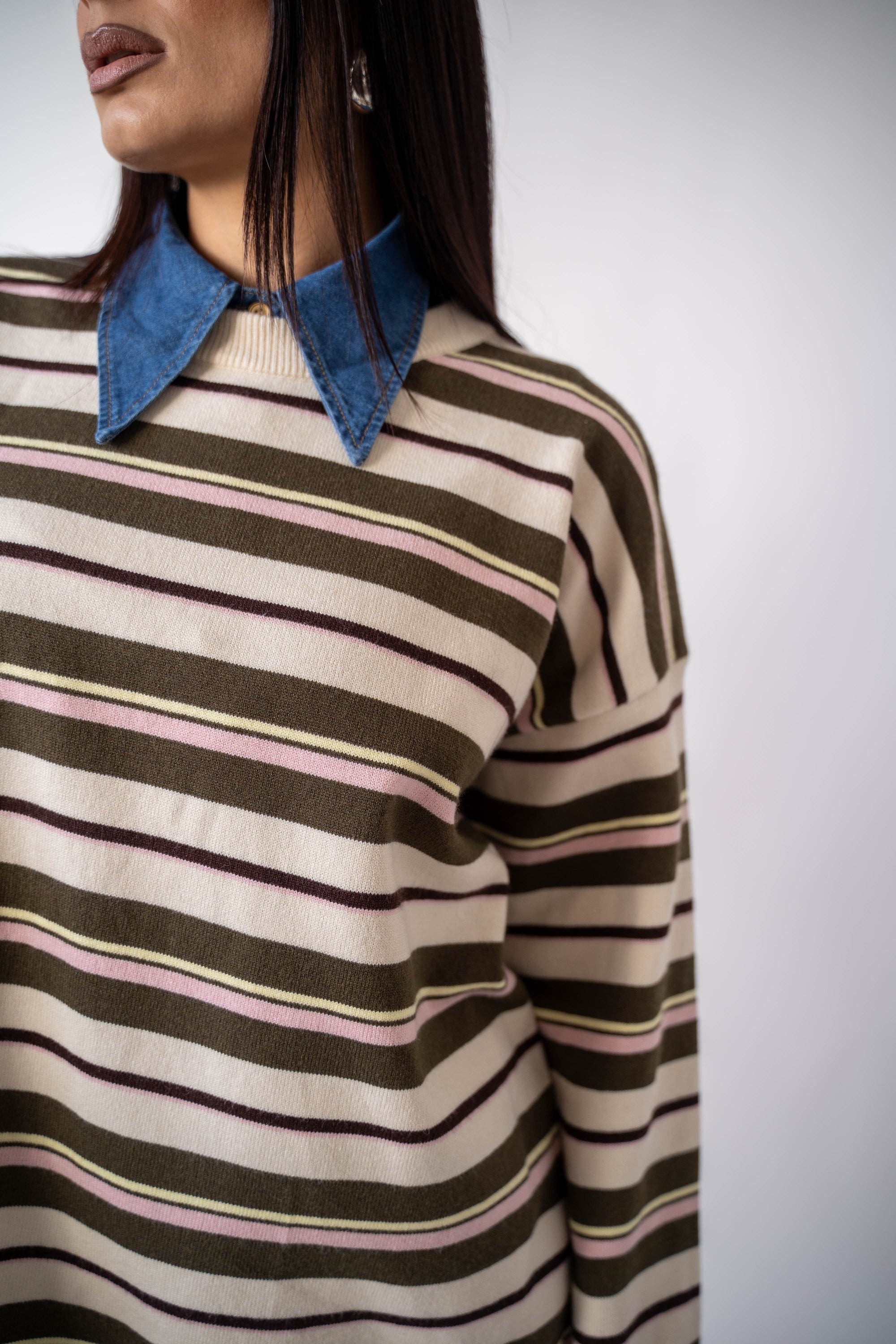 Maglione A Righe Cream