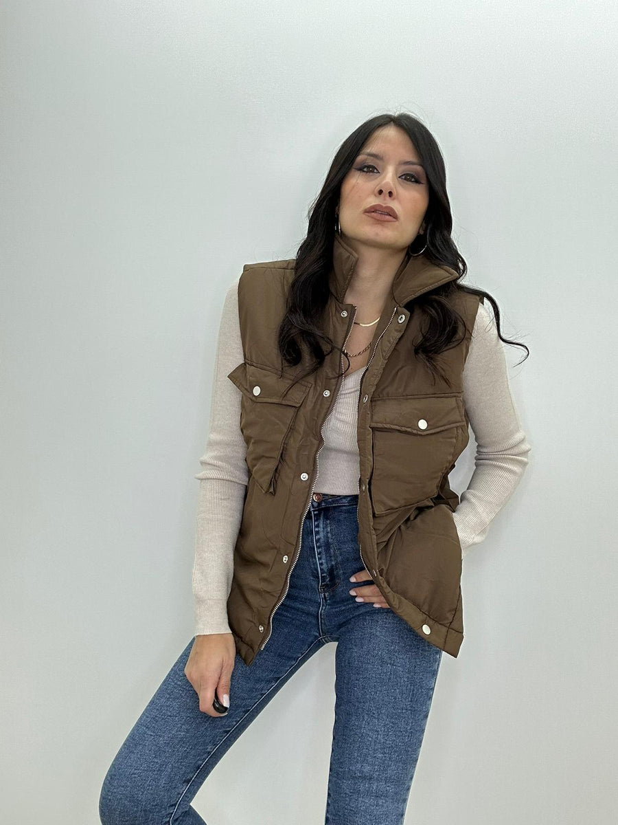 Bomber Smanicato Con Tasche Avanti