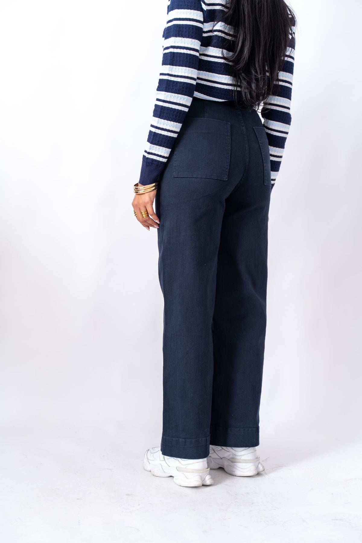 Jeans Gamba Larga Con Cintura