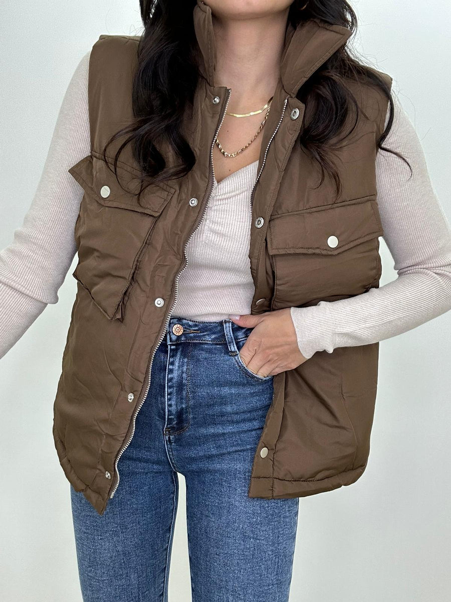 Bomber Smanicato Con Tasche Avanti