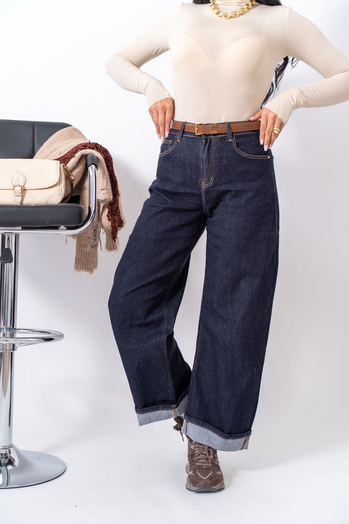 Jeans Wide Leg Dark Denim