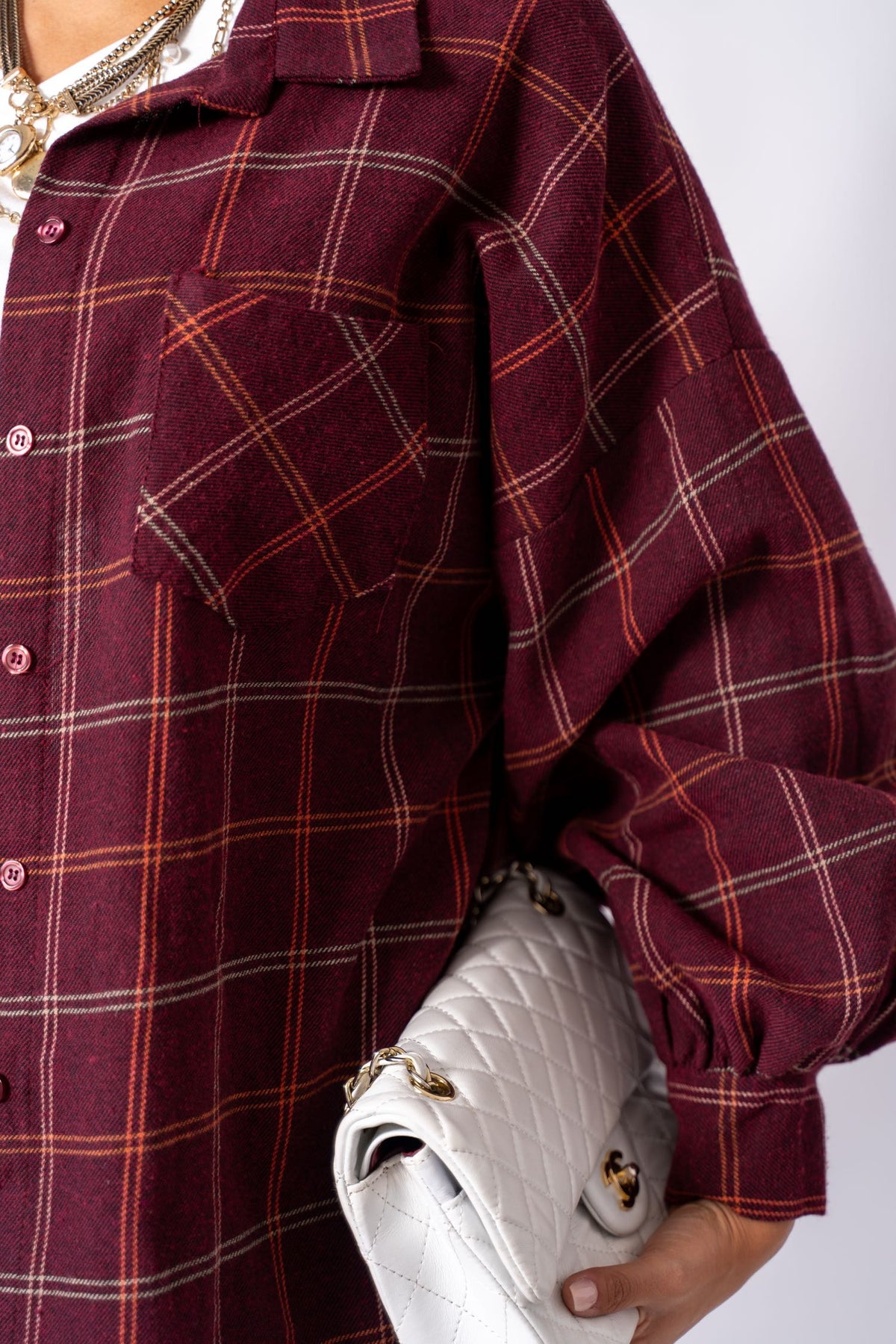 Camicia Over Square Bordeaux
