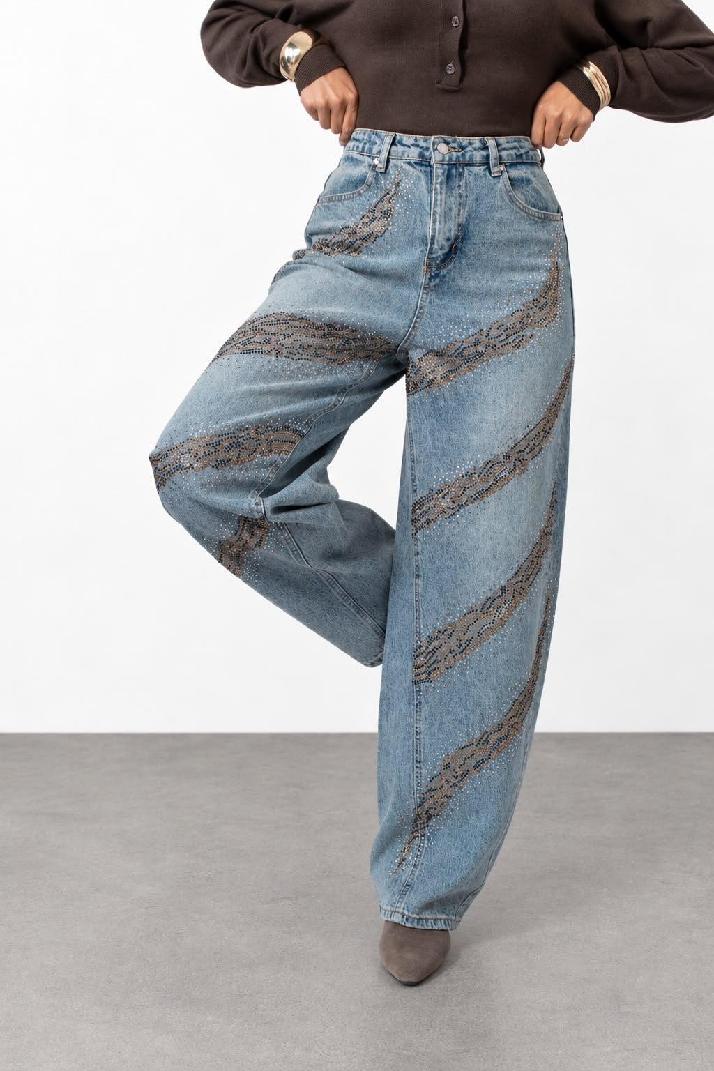Jeans Wide Leg Glitter Line
