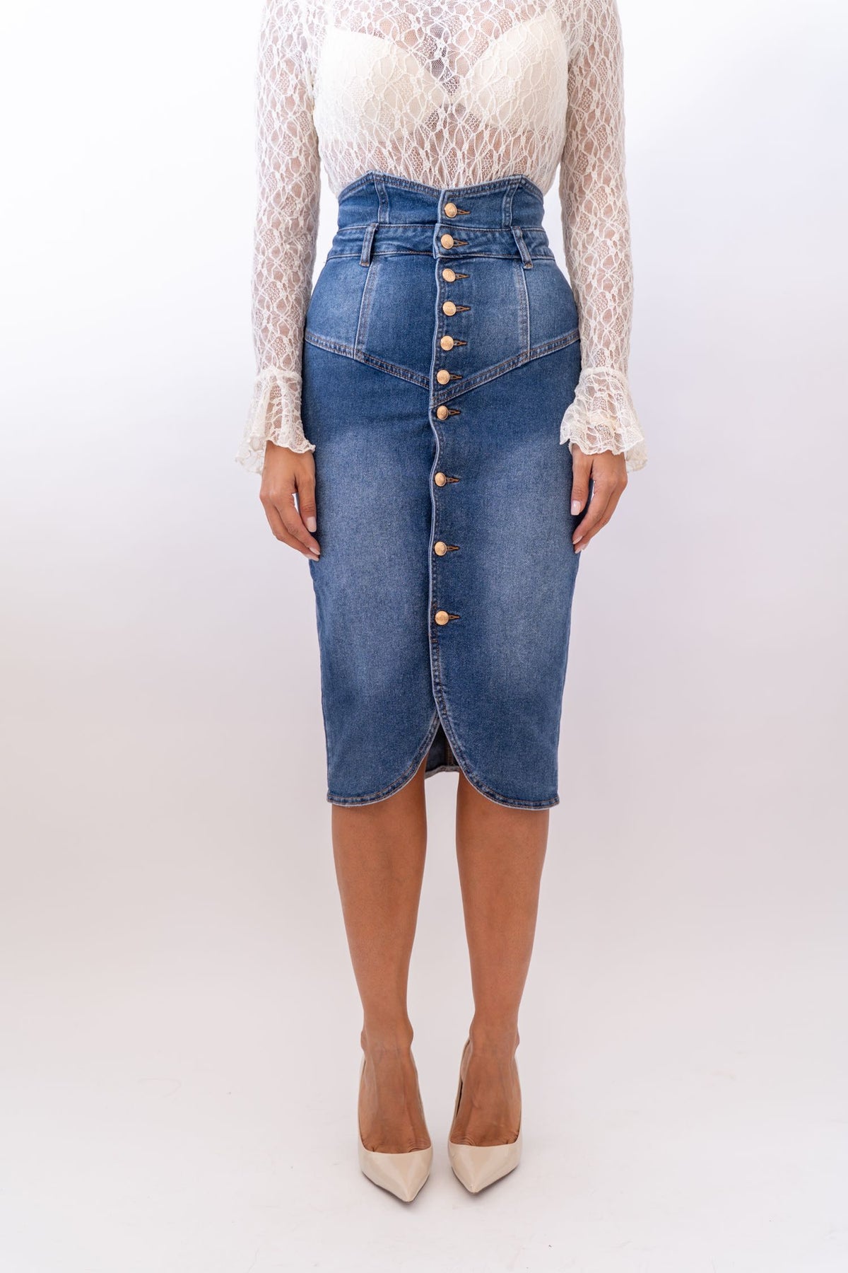 Gonna Longuette Light Denim