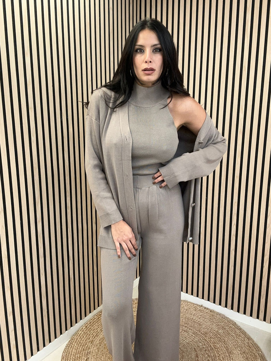 Set Coordinato Cardigan Top E Pantalone