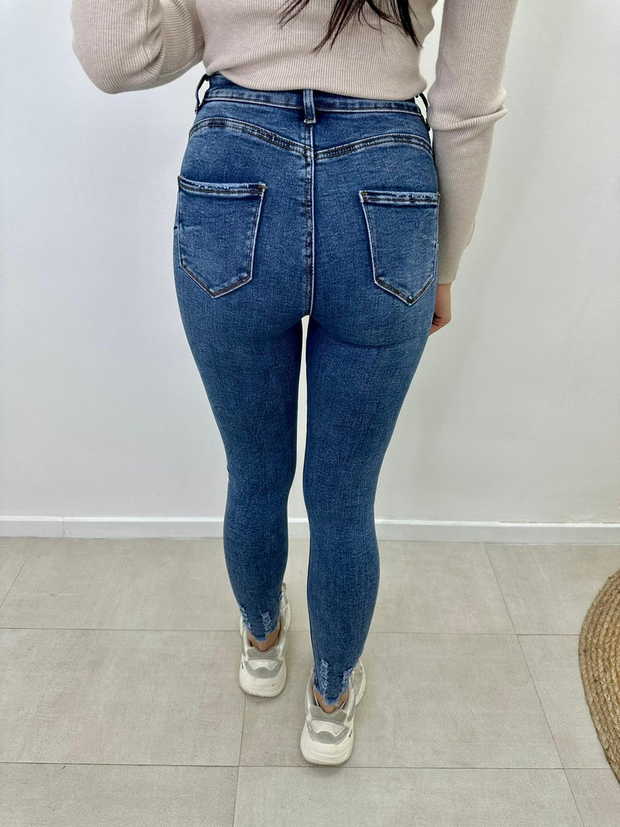Jeans Skinny Con Orlo Sfrangiato